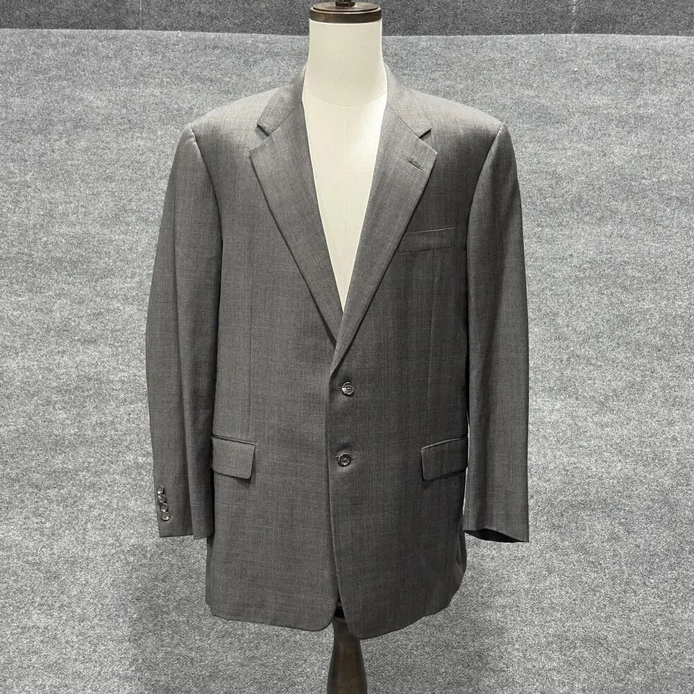 Vintage Hickey Freeman Jacket Mens 46 Long Gray Glen Plaid Wool USA Barneys NY